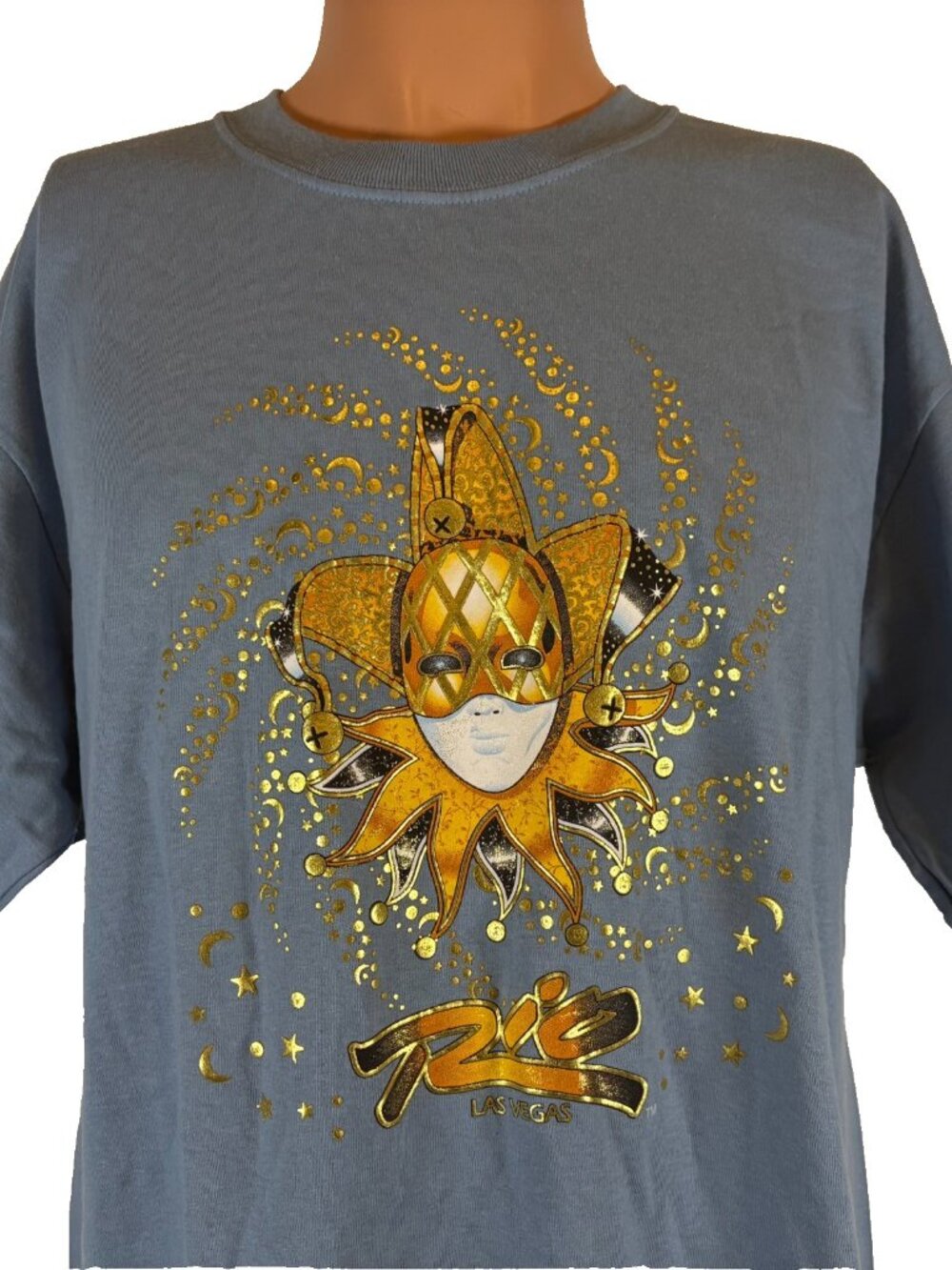Vintage Rio Las Vegas T Shirt Mens Size L Blue Hotel Casino Masquerade